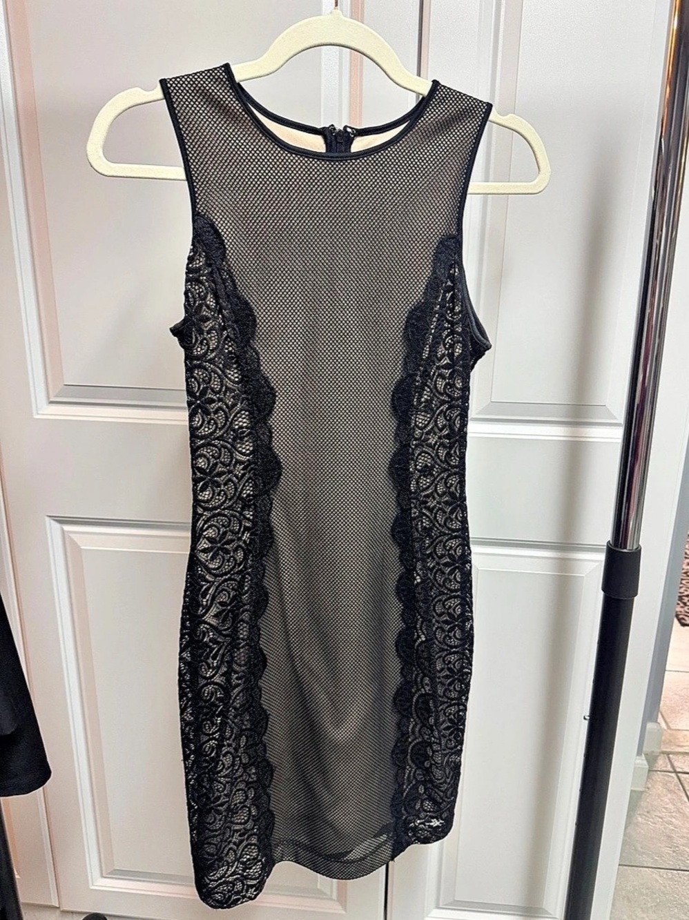 Black Lace Panel Mini Dress Like New